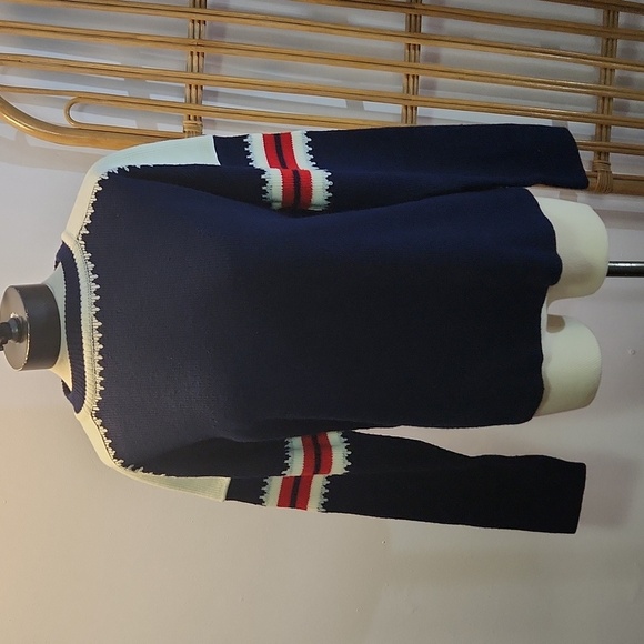 Cabot Fine Menswear vintage sweater red white navy blue ski sweater size large - Picture 2 of 12